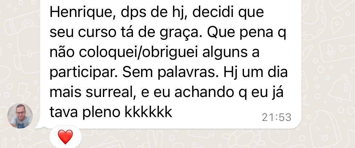 Depoimento de aluno via WhatsApp
